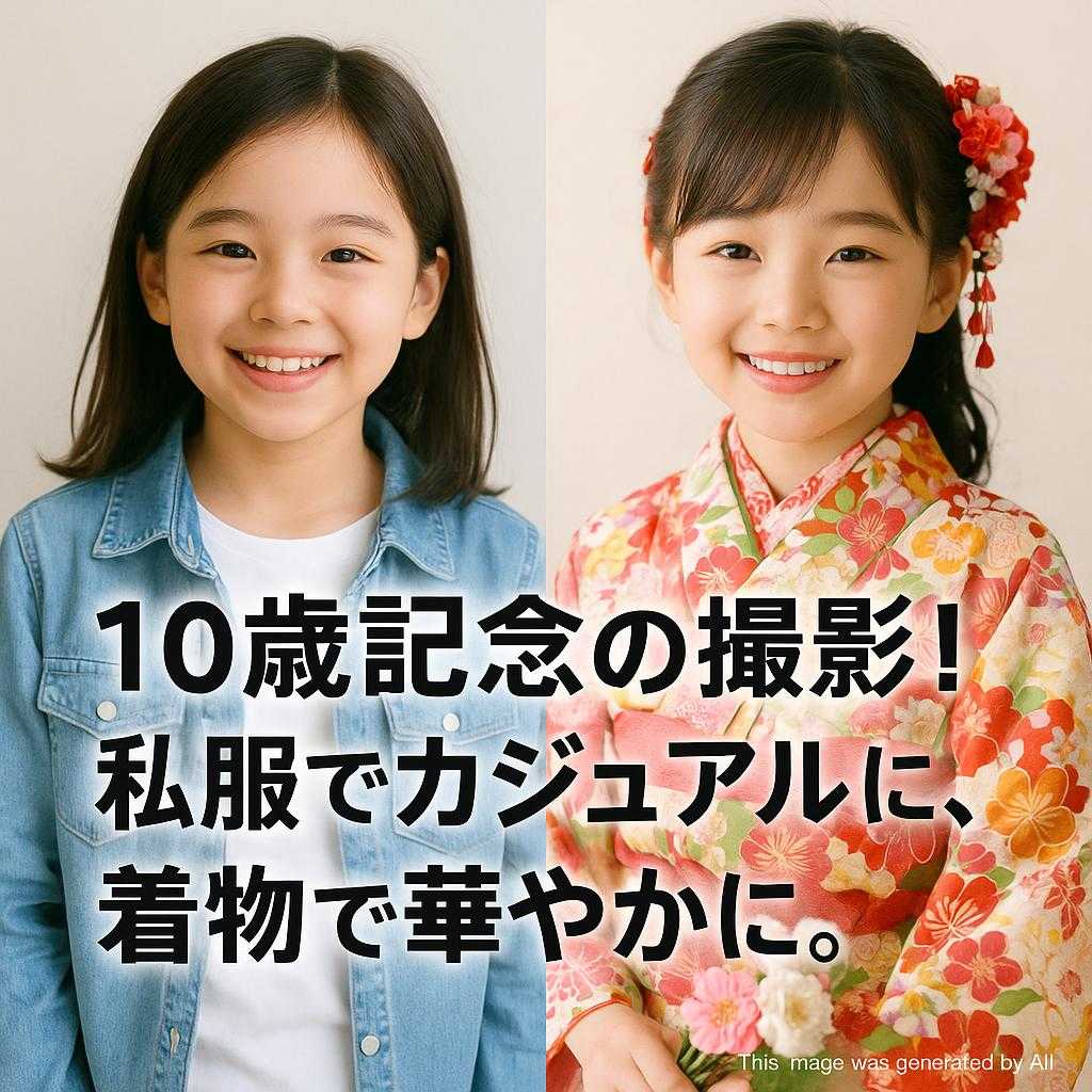 10歳記念の撮影！私服でカジュアルに、着物で華やかに