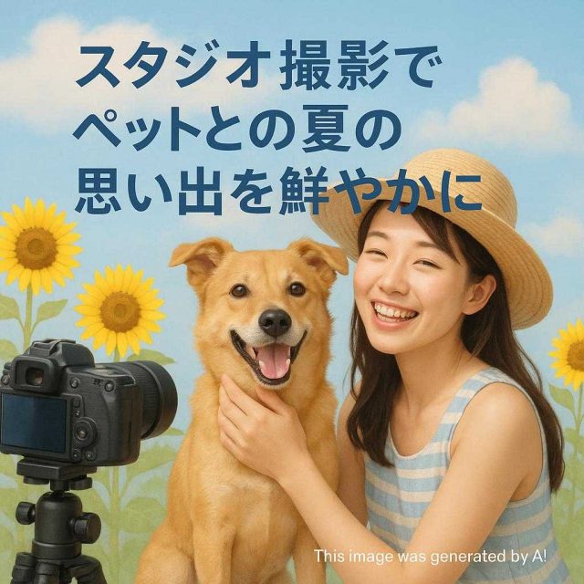 スタジオ撮影でペットとの夏の思い出を鮮やかに