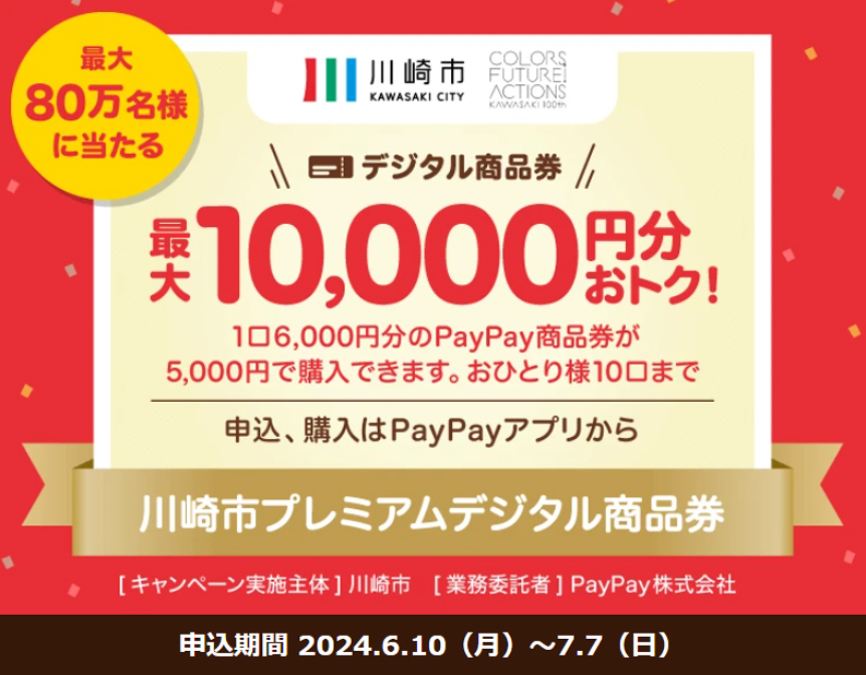 川崎市プレミアムデジタル商品券(PayPay商品券)